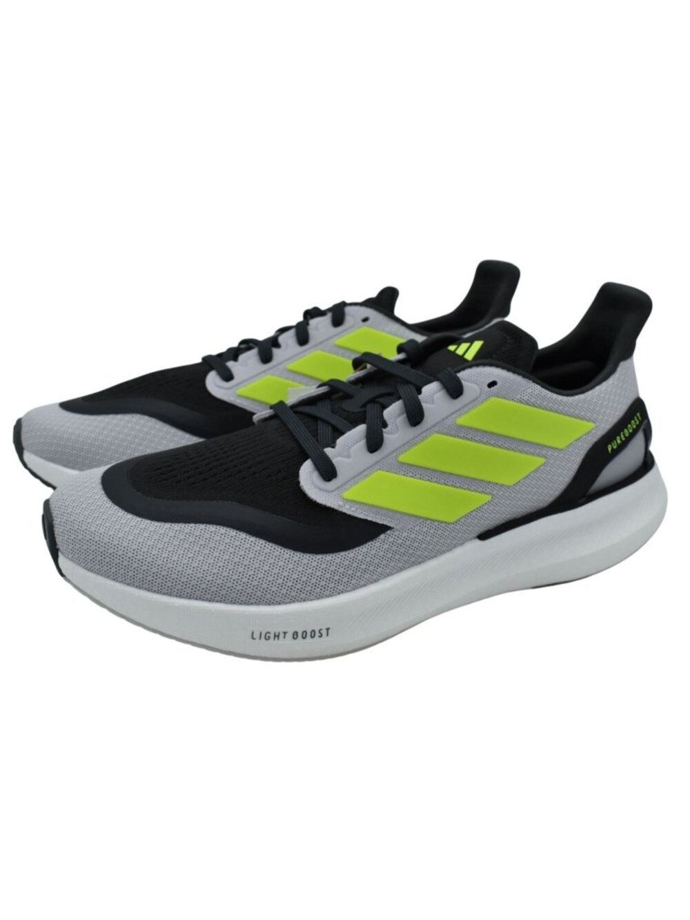 Adidas Mens Size 9.5 Pureboost 5 Grey Lemon Carbon Running Shoes Sneakers